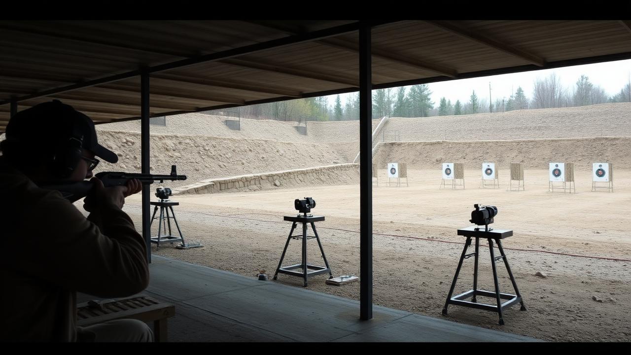 Outdoor firearms range set up for a qualification course